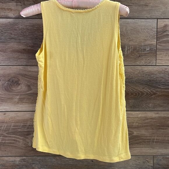 EMMA JAMES Ladies Petite Medium Lace Tank Top Blouse Yellow - Picture 4 of 5